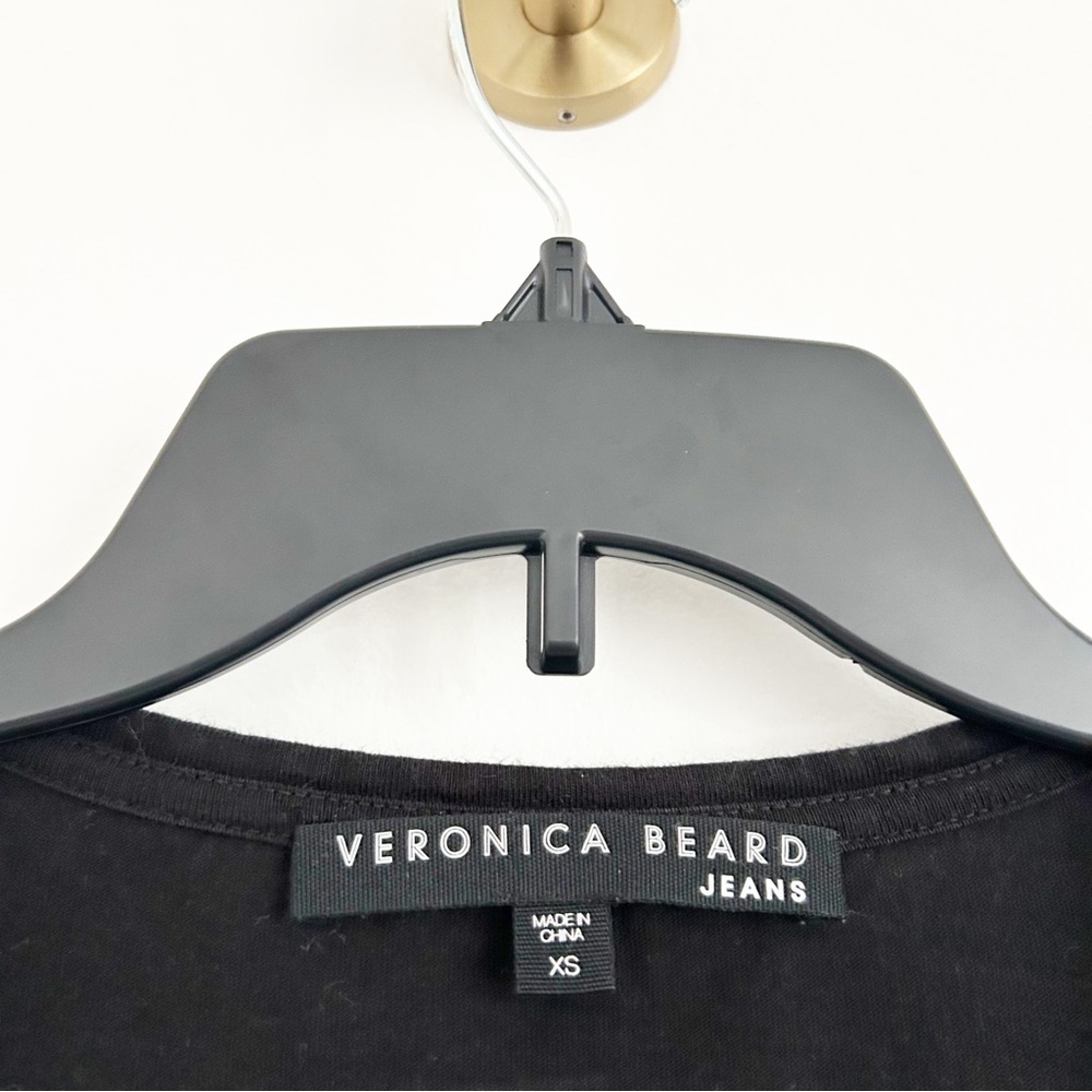 Veronica Beard Hannock Black Ruched Short Sleeve T-Shirt Dress Size XS - Picture 4 of 8